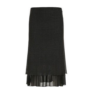 Polka dot ruffle mesh maxi skirt