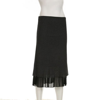 Polka dot ruffle mesh maxi skirt