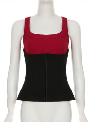 Square neck corset 2 piece tank top