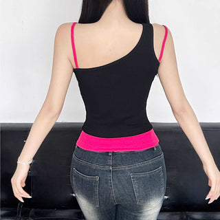 Cat pattern contrast cami top