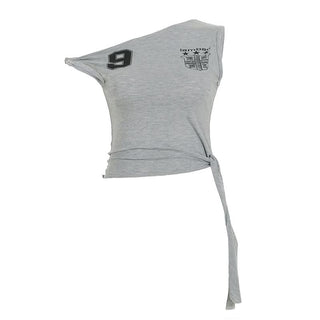 Off shoulder letter print knotted top