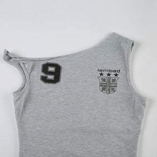 Off shoulder letter print knotted top