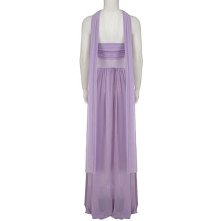 Sweetheart neck mesh ruched halter maxi dress