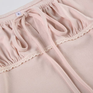 Square neck self tie ruched cap sleeve top