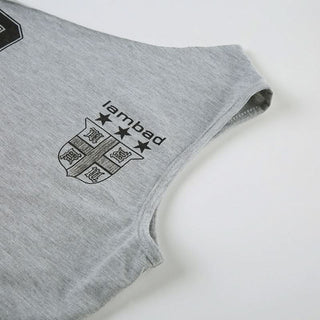 Off shoulder letter print knotted top