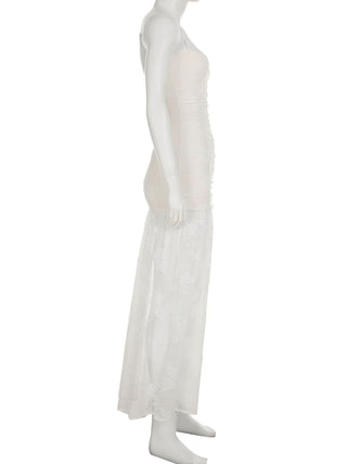 Lace ruched high slit cami maxi dress