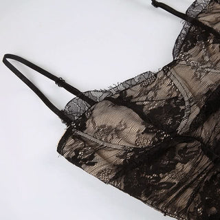 Lace ruched high slit cami maxi dress