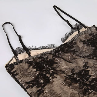 Lace ruched high slit cami maxi dress