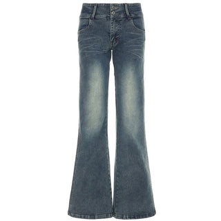 Pocket button low rise jeans