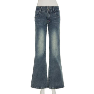 Pocket button low rise jeans