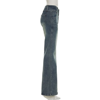 Pocket button low rise jeans
