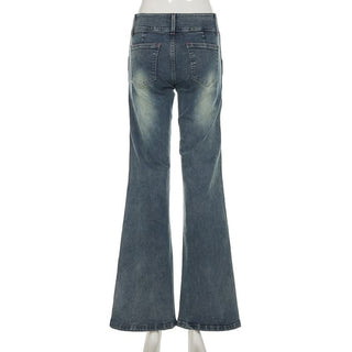 Pocket button low rise jeans