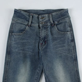 Pocket button low rise jeans