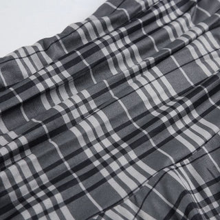 Plaid irregular ruched midi skirt