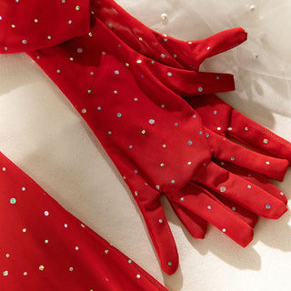 Beaded gloves self tie cami mini dress