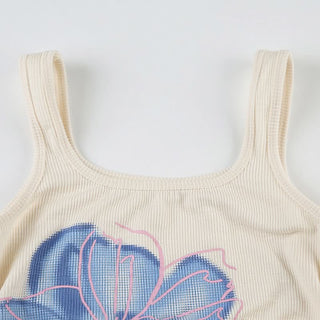 U neck flower pattern tank top