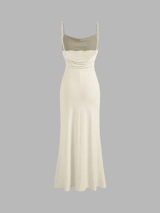 Cowl Neck Ruched Backless Maxi Dress