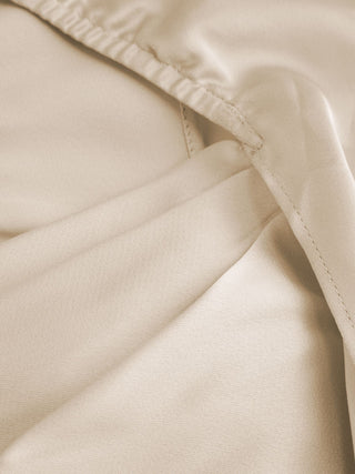 Satin Cowl Neck Solid Ruffle Hem Maxi Dress