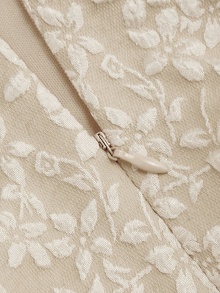 Jacquard U-neckline Floral Backless Bowknot Mini Dress