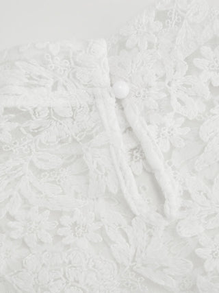 Lace Mandarin Collar Floral See-through Tank Top