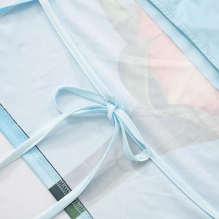 Self tie crewneck flower print contrast top