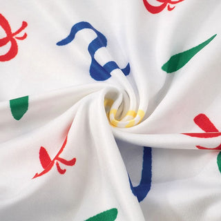 Crewneck cap sleeve print stitch ruched top