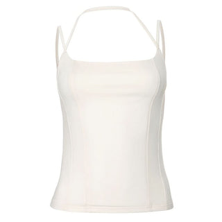 Square neck halter backless solid cami top