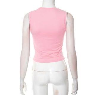 Crewneck ruched heart hollow out irregular cut out top