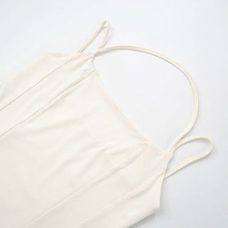 Square neck halter backless solid cami top