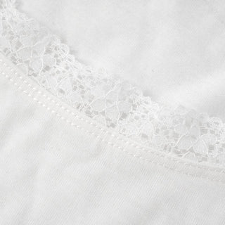 Lace hem short sleeve u neck solid top