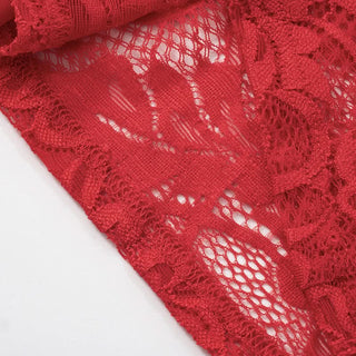 Square neck lace flower applique midi dress