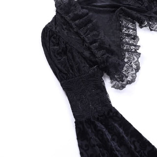 Long flared sleeve lace hem irregular shrug top