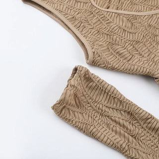 Irregular hollow out ruched gloves cut out mini dress