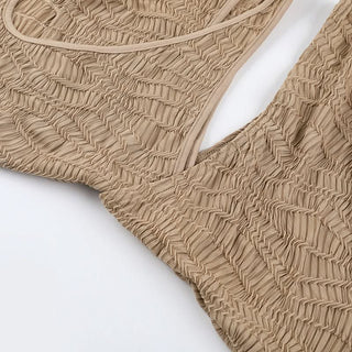 Irregular hollow out ruched gloves cut out mini dress