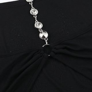 Cowl neck beaded cross pattern backless top