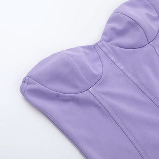 Purple off shoulder lace backless mini dress