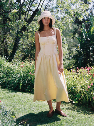 Wedding Wedding Guest Dress Summer Vacation Dresses Dress For Daily Casual Solid wedding guest wedding corset Woven Cotton-blend Square Neck Lace Up Ruffle Maxi Dress For Vacation