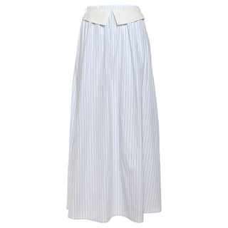 Striped print ruched maxi skirt