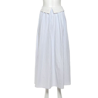 Striped print ruched maxi skirt