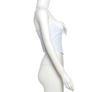 Bowknot striped print backless top