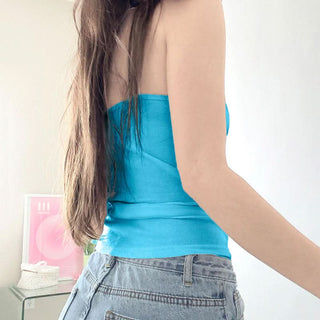 U neck bowknot beaded cami top