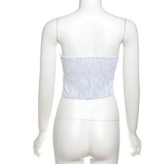 Bowknot striped print backless top