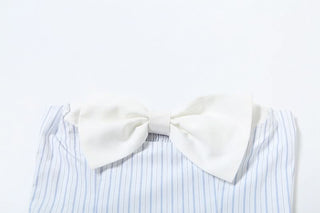 Bowknot striped print backless top