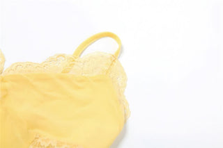 V neck lace mesh patchwork cami top