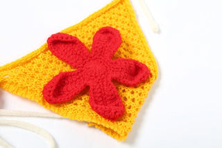 Halter flower applique backless short pant set