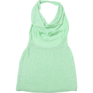 Halter cowl neck knitted backless mini dress