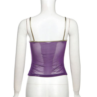 V neck mesh bowknot cami top