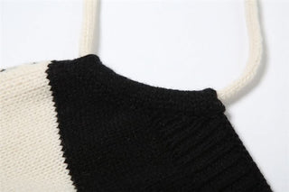 Halter striped self tie backless top