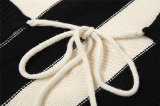 Halter striped self tie backless top