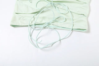 Self tie hollow out mesh maxi skirt set